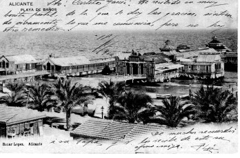 Playa de baños Alicante_Postal 1905_Bazar López Alicante