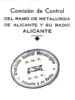 Sello Comisión de Control del Ramo de Metalurgia de Alicante y su Radio_1936