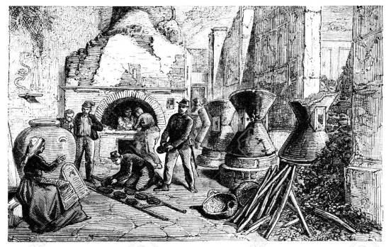 19th century engraving of a bakery